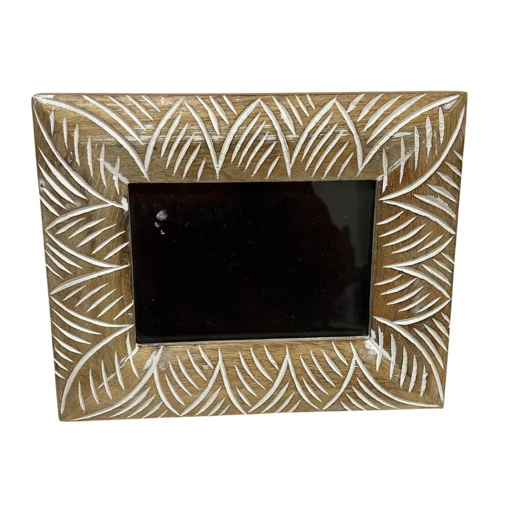 Carved wood photo frame natural whitewashed rustic farmhouse cottage chic 5